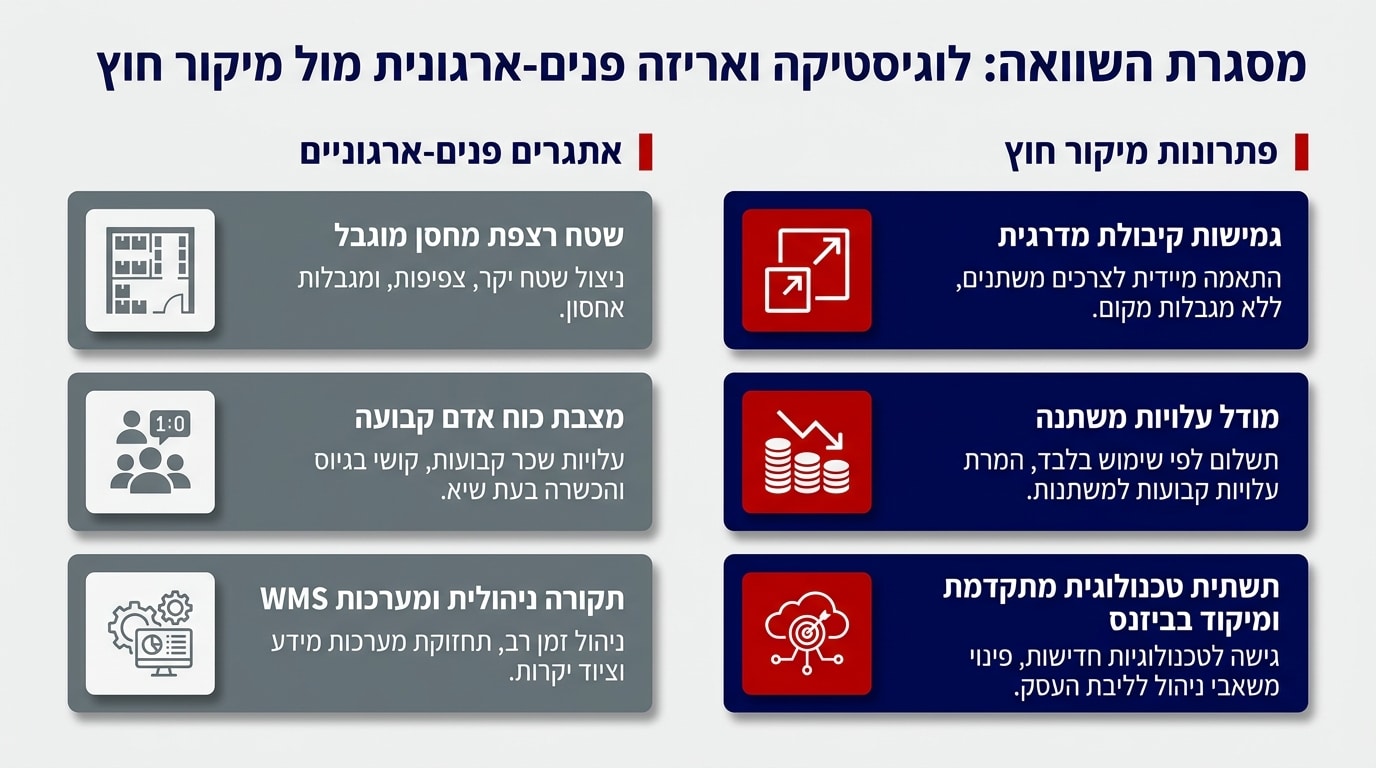 השוואה בין מערך אריזה פנימי למיקור חוץ לוגיסטי – שיקולי עלות, גמישות וניהול
